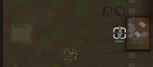 Colonists can access Simple research bench outside build zone (indicated with plan) in RimWorld 1.3.3389.jpg